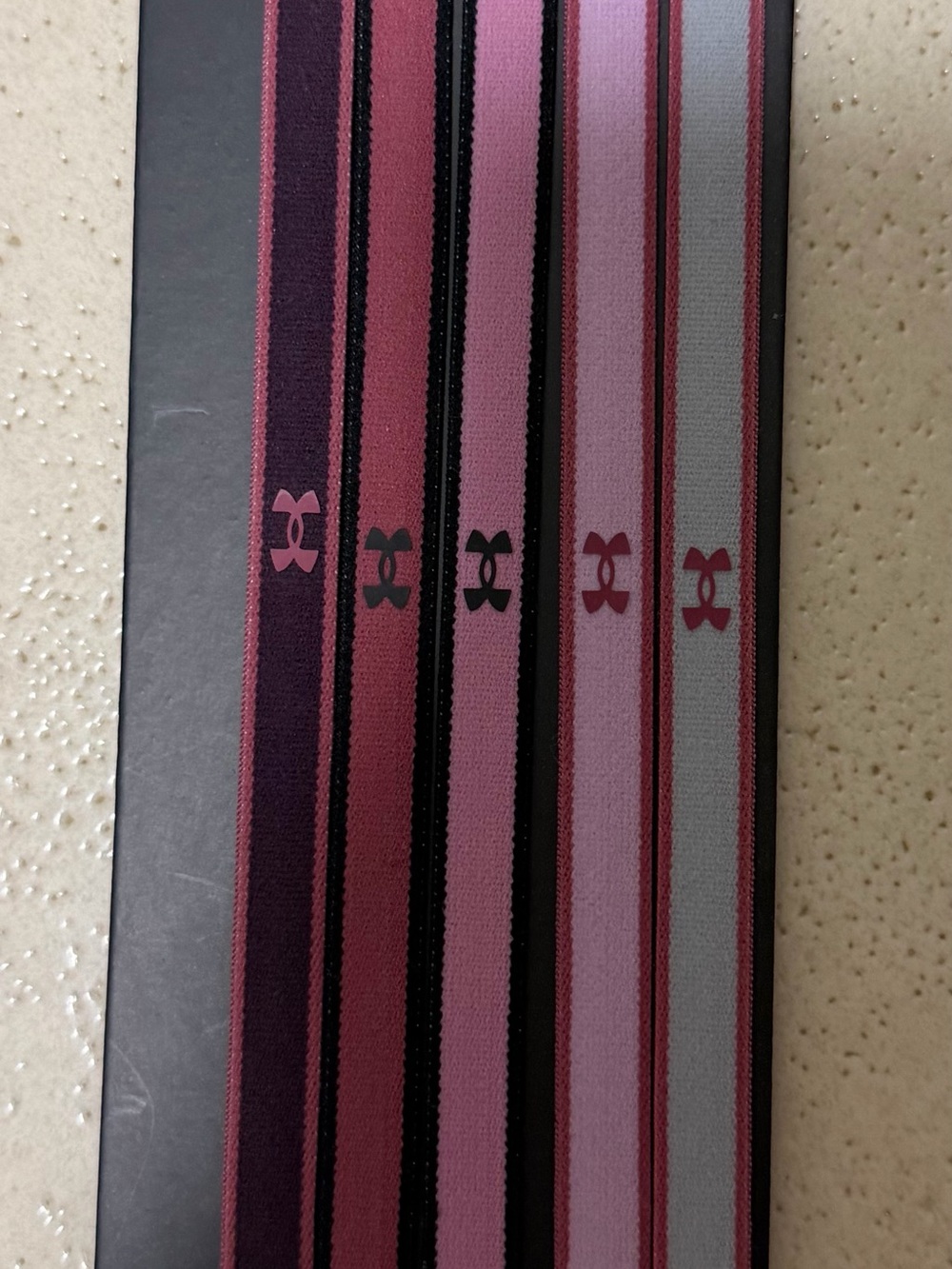 Under Armour Womens Pink & Maroon Athletic Headbands - Set of 5